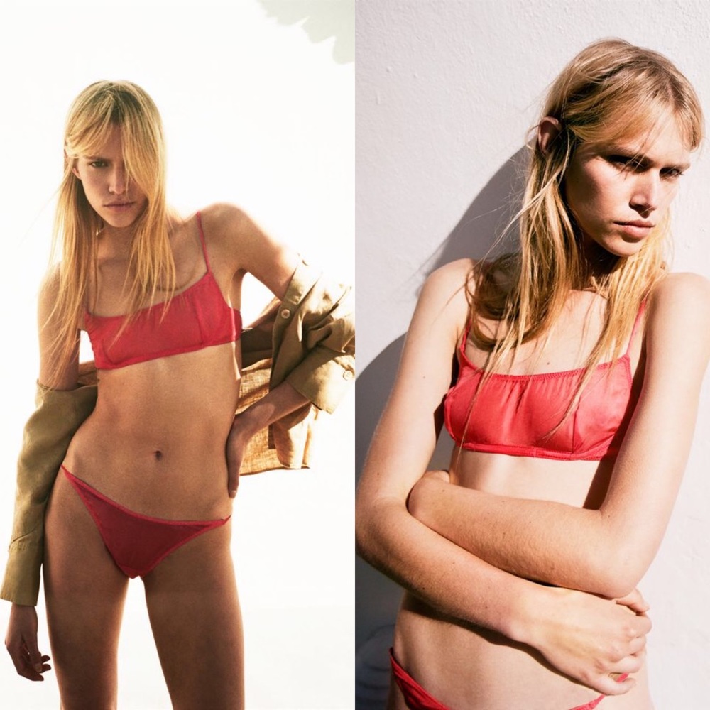 Zara STRAPPY BANDEAU SHEER BRA RED SIZE M NEW